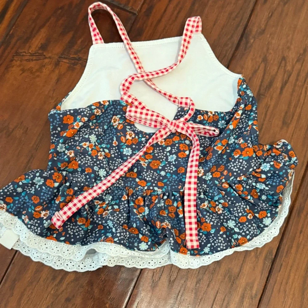 Love‎ & Grow Clothing Co Girls 4T Tankini Swimsuit Eyelet Ruffle Patriotic Beach